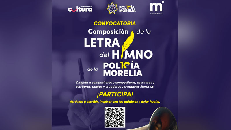 Invita SeCultura a convocatoria de composición de letra del Himno de la Policía Morelia 