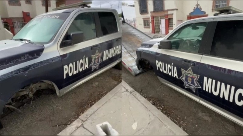 ¡Ni la policía se salva de la delincuencia! Hallan patrulla desvalijada en Ciudad Juárez, Chihuahua 