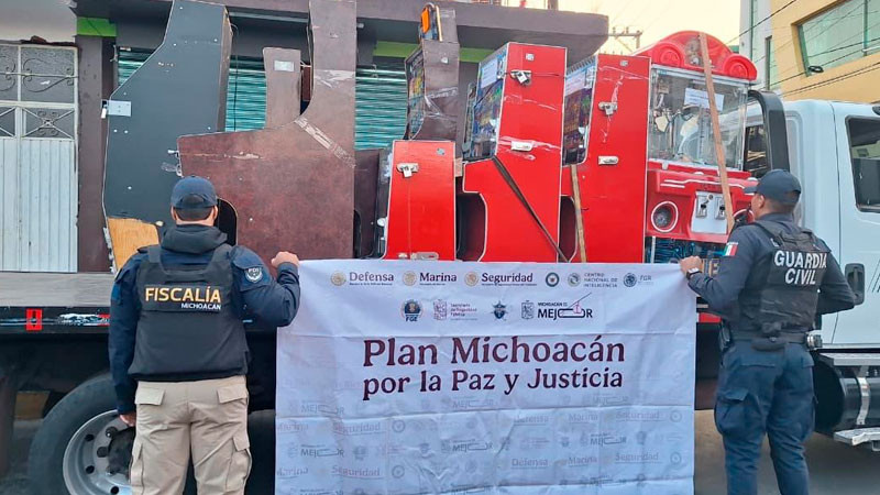 Llevan a cabo acción operativa en Quiroga, Michoacán relacionada con máquinas tragamonedas y minicasinos 