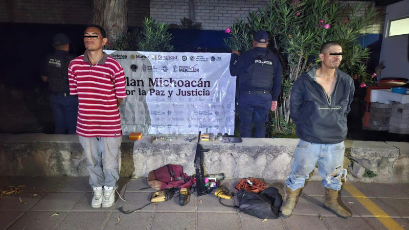 Michoacán: Operativo en Álvaro Obregón deja dos detenidos, estupefaciente y un arma asegurada 