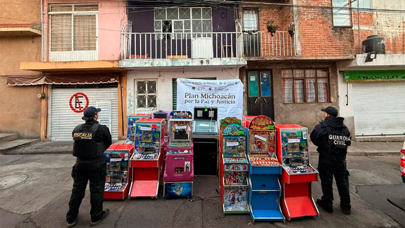 Aseguran 49 máquinas tragamonedas en Quiroga, Michoacán 