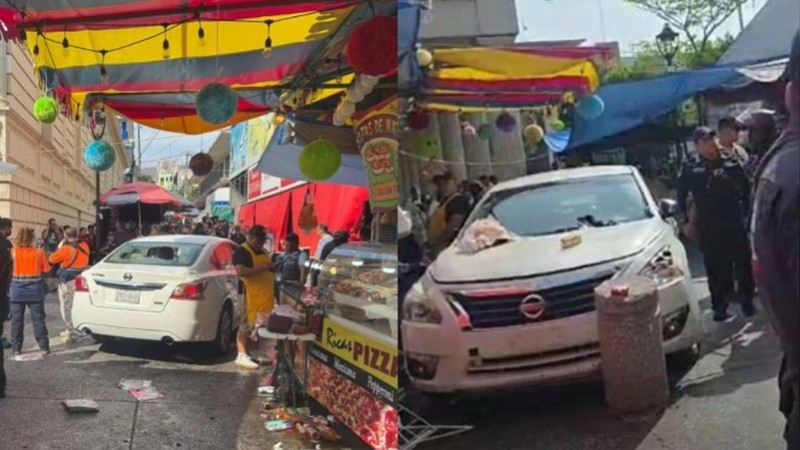 Conductor en presunto estadio de ebriedad arrasa con puestos ambulantes en pleno Zócalo de Chilpancingo 