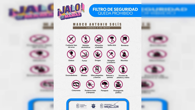 Guardia Civil instalará filtros de revisión en los accesos del Estadio Morelos en el Jalo Fest por las Mamás  