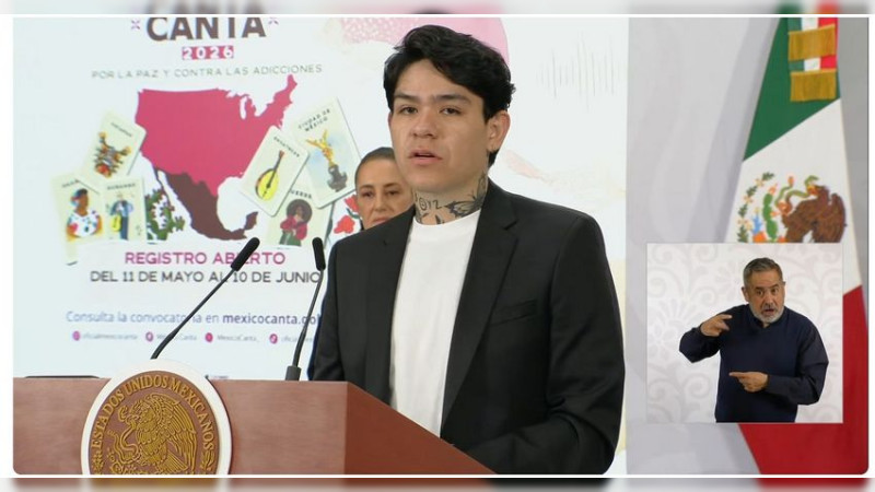 Junior H y Majo Aguilar sorprenden en la mañanera de Sheinbaum; presentan “México Canta”