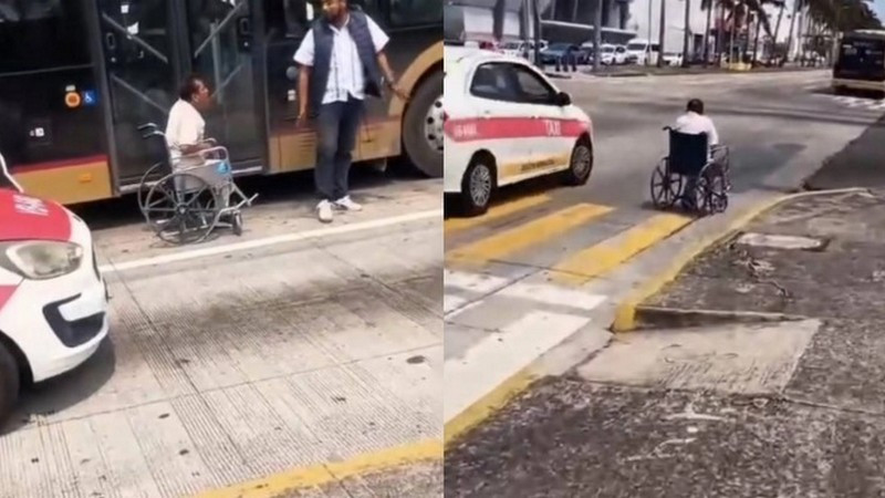 Indignación en Veracruz: chofer de transporte público abandona a hombre en silla de ruedas