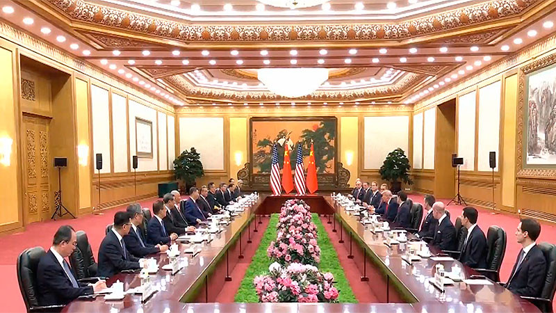 Sostienen reunión Donald Trump y Xi Jinping en Pekín, China 