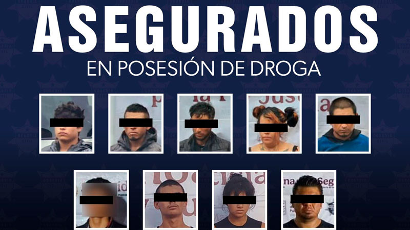 En posesión de 55 envoltorios con estupefacientes, detiene la SSP a nueve personas 