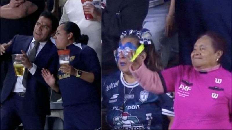 "El Licenciado Valeriano" y "La Señora Árbitro": aficionados se roban el show en el Pachuca vs Pumas 