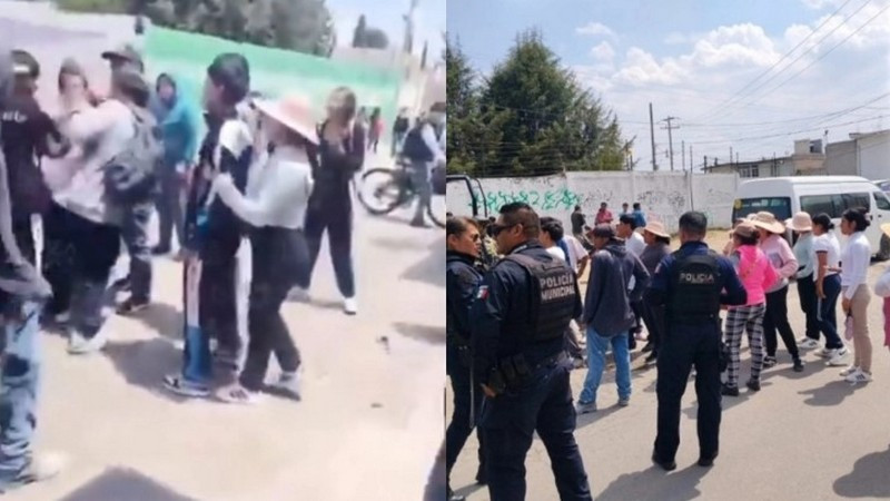 Captan golpiza de adulto contra estudiante afuera de un bachillerato en Amozoc, Puebla 