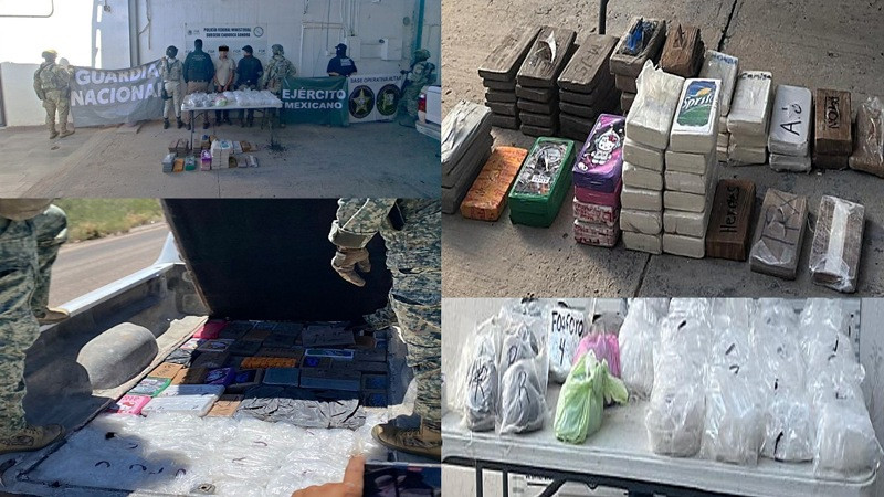 Golpe al crimen en Sonora: aseguran más de 100 kilos de estupefaciente, armas y vehículos en Atil 
