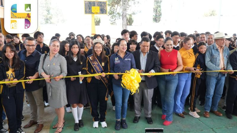 Entregan techumbre en cancha multideportiva de la Preparatoria López Mateos 