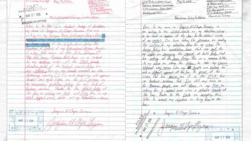 "El Chapo" solicita nuevo juicio y revisión de condena en nuevas cartas enviadas a juez 