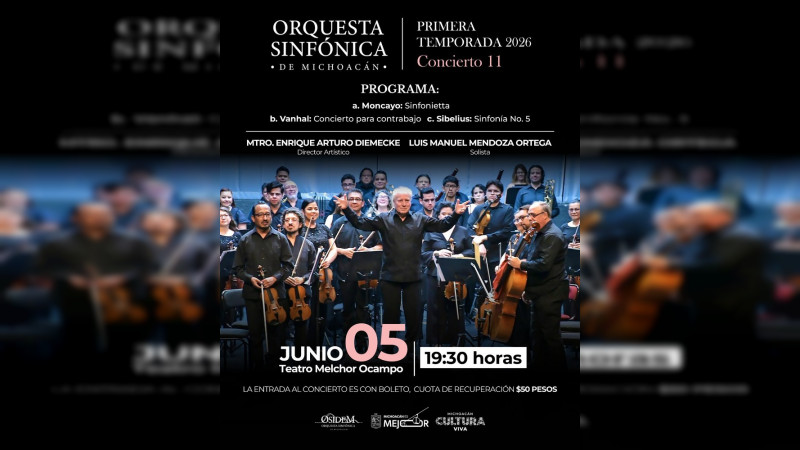 La Osidem alista velada musical con obras de Moncayo, Vanhal y Sibelius 