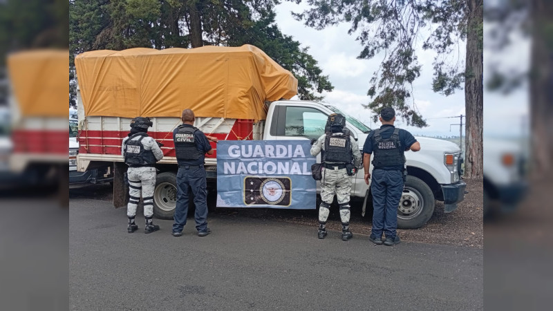 Guardia Civil y Guardia Nacional frustran robo de camioneta en Madero, Michoacán; hay un detenido 