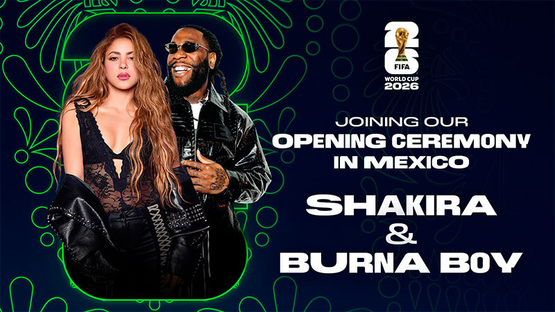 Shakira y Burna Boy encabezarán la inauguración musical del Mundial 2026 en Ciudad de México 