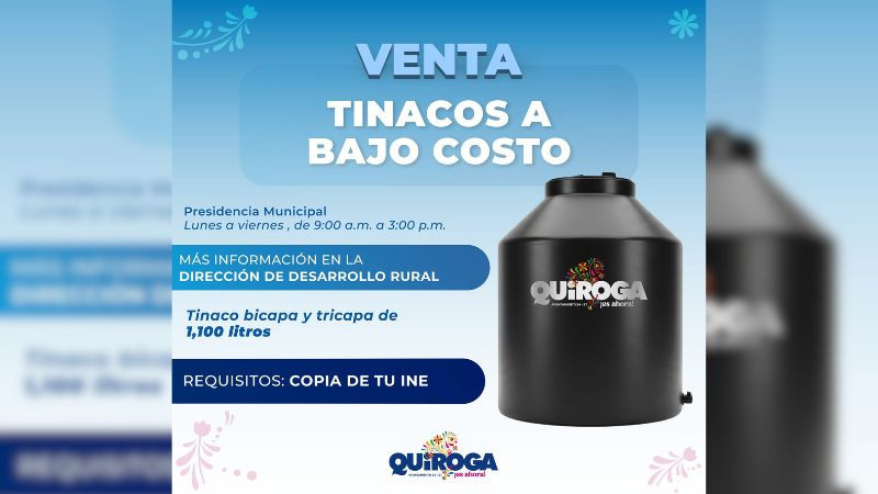 Impulsa Gobierno de Quiroga programa de tinacos a bajo costo para apoyar la economía familiar 