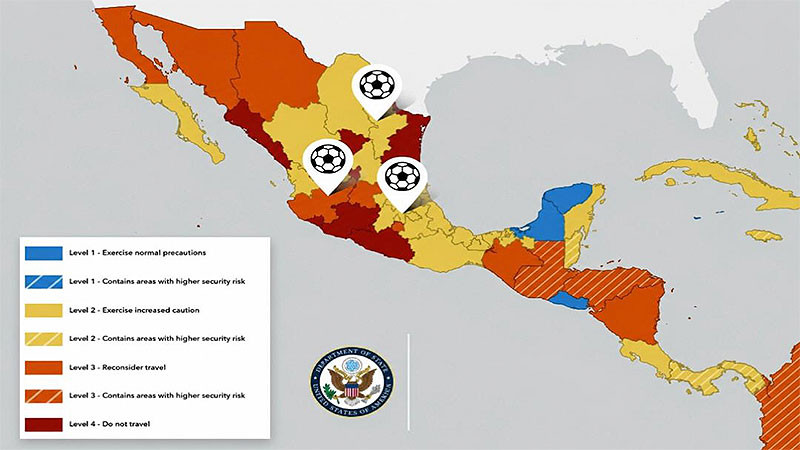Estados Unidos refuerza advertencias para viajeros que visiten México durante el torneo internacional de fútbol 2026 