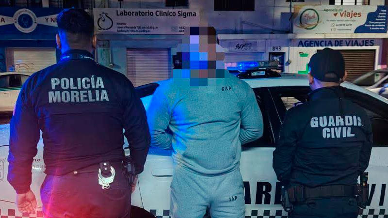 Detiene la GC a presunto ladrón en Morelia, Michoacán  