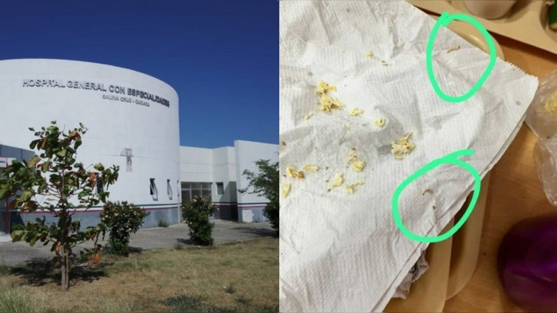 Denuncian presunta presencia de gusanos en alimentos del Hospital IMSS-Bienestar de Salina Cruz 