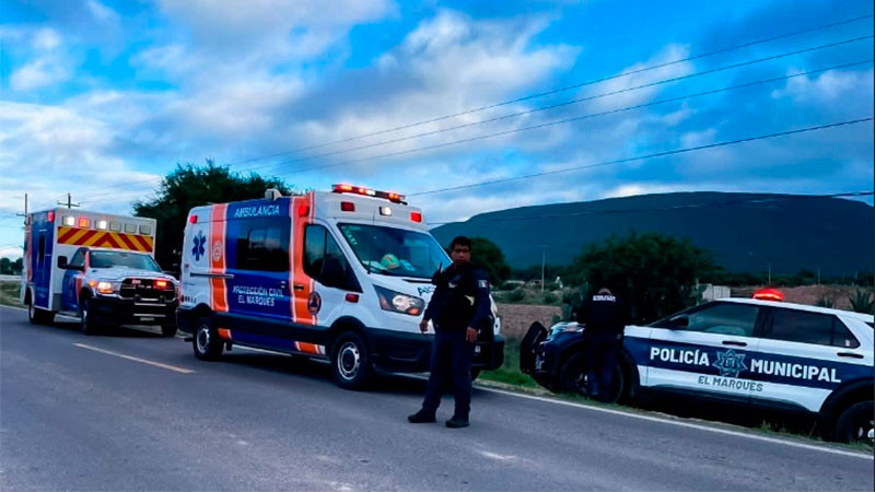 Queda motociclista grave, al caer de su moto en la carretera 510, a la altura de la localidad de Atongo de El Marqués, Querétaro 