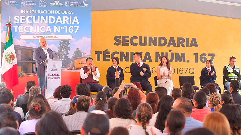 ¡Instalaciones dignas! Inaugura Bedolla Secundaria Técnica 167 en Pátzcuaro 