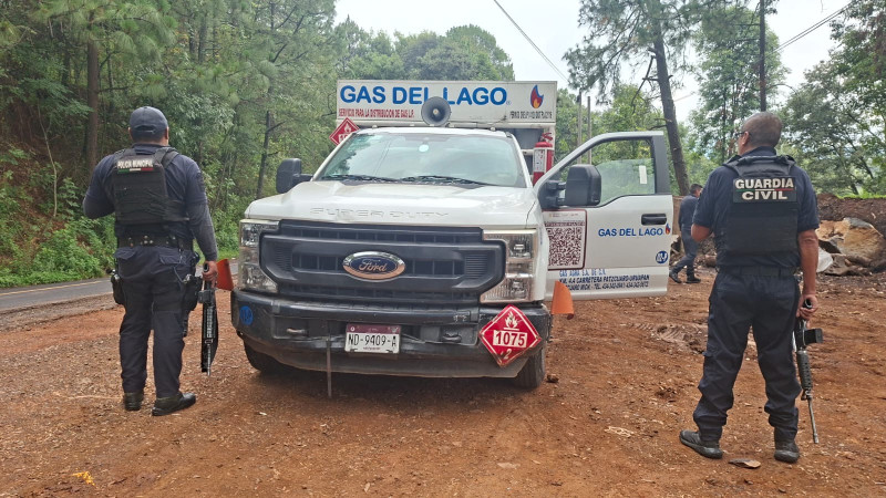 Guardia Civil recupera en tiempo récord camión repartidor de gas, en Madero, Michoacán  
