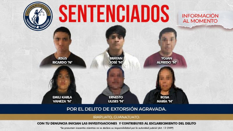 Sentencian a integrantes de red de extorsionadores que operaba en el corredor industrial de Guanajuato 