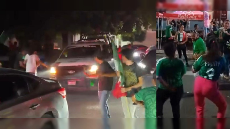 A balazos policías de Fanny Arreola interrumpen festejos por victoria de México en pleno centro de Apatzingán, Michoacán 