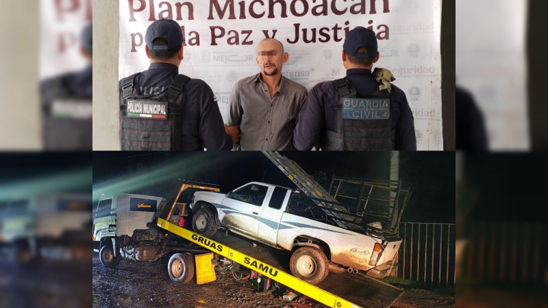 Rápida reacción de la Guardia Civil permite recuperar camioneta robada y detener a presunto implicado en Madero, Michoacán  