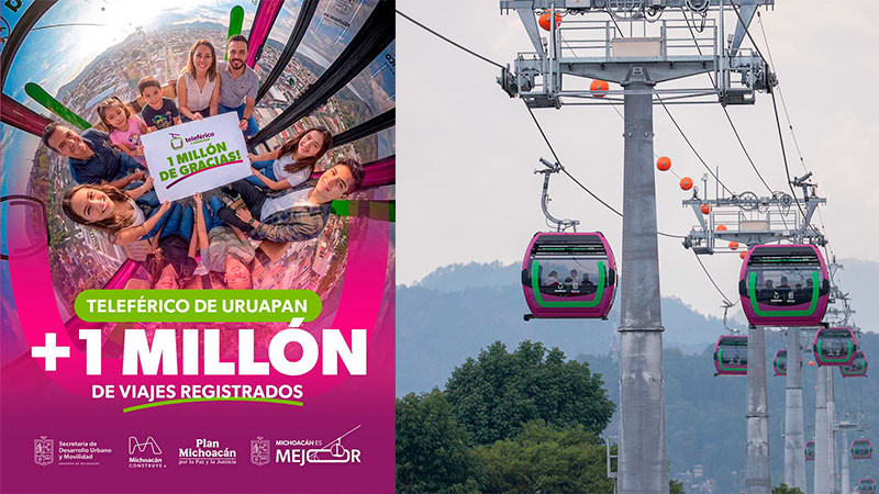 Un millón de pasajeros respaldan el éxito y la modernidad del teleférico de Uruapan: Bedolla 
