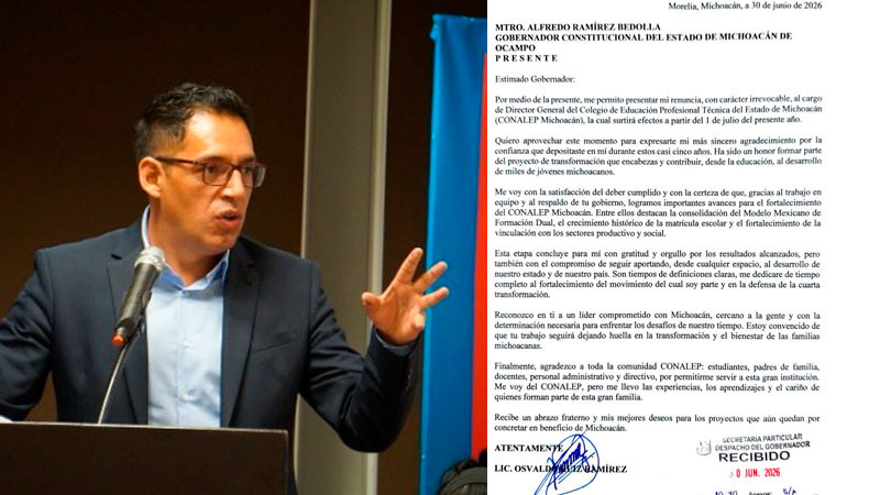 Osvaldo Ruíz renuncia a dirección general de Conalep Michoacán 