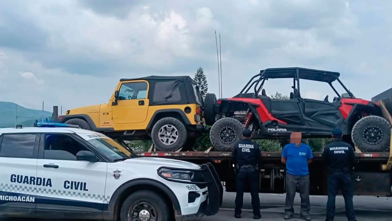 Aprehenden en Cuitzeo, Michoacán a un sujeto que transportaba un RZR robado 
