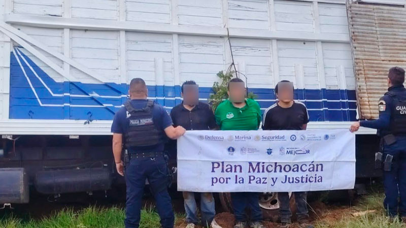 En Pátzcuaro, Michoacán detienen a 3 hombres presuntamente implicados en el robo de aguacate 