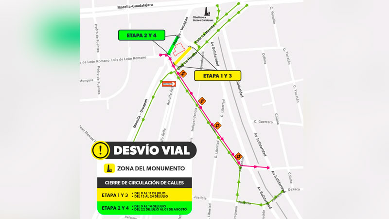 Desvíos en el Monumento por obras del teleférico; conoce los cierres temporales 