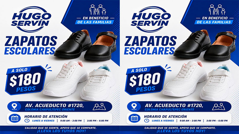 Hugo Servín ofrece zapatos escolares a $180 pesos en apoyo a la economía familiar 
