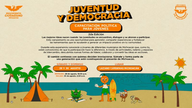 Movimiento Ciudadano Michoacán convoca a jóvenes a participar en la segunda edición del Campamento Juventud y Democracia 