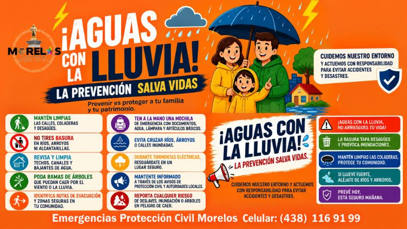 Ante intensas lluvias, Gobierno de Morelos fortalece acciones preventivas para proteger a la población: Julio César Conejo Alejos 