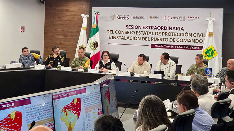 Instalan Puesto de Comando en Yucatán para reforzar la respuesta ante ciclones y lluvias 