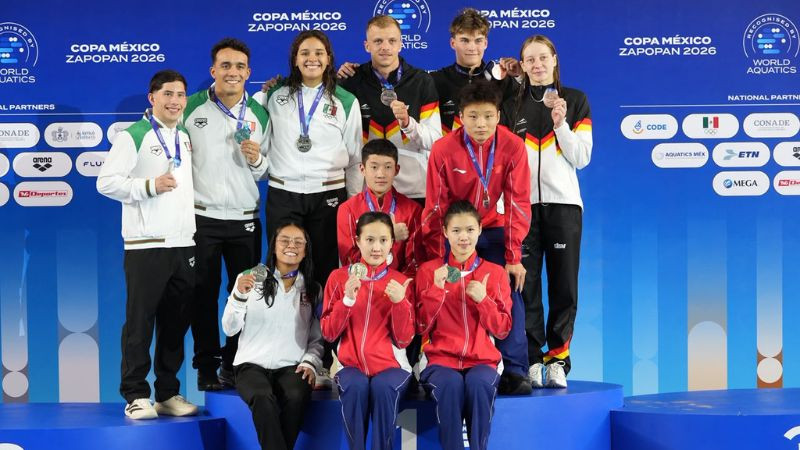 México gana medalla de plata en equipos mixtos de la Copa México de Clavados 2026