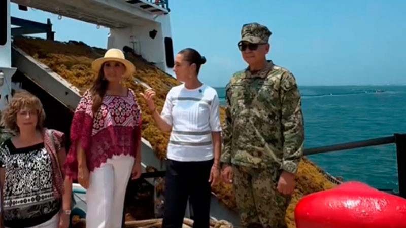 Anuncia Sheinbaum plan integral para atender crisis de sargazo en playas de Quintana Roo 