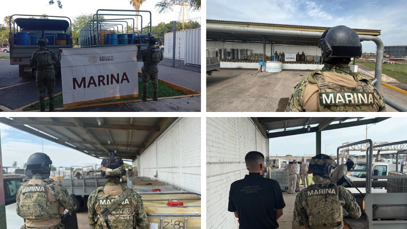 Aseguran casi 8 mil litros de presunto hidrocarburo en operativo federal en Arteaga, Michoacán 