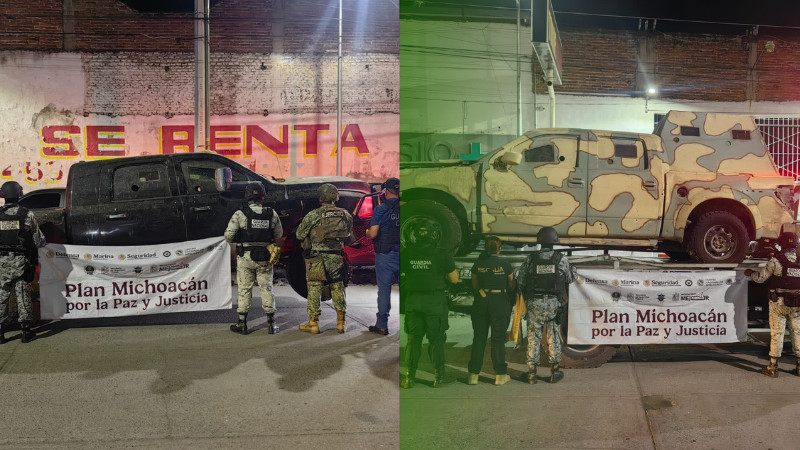 Cateo en Parácuaro, Michoacán destapa vehículos con blindaje improvisado; aseguran dos unidades 