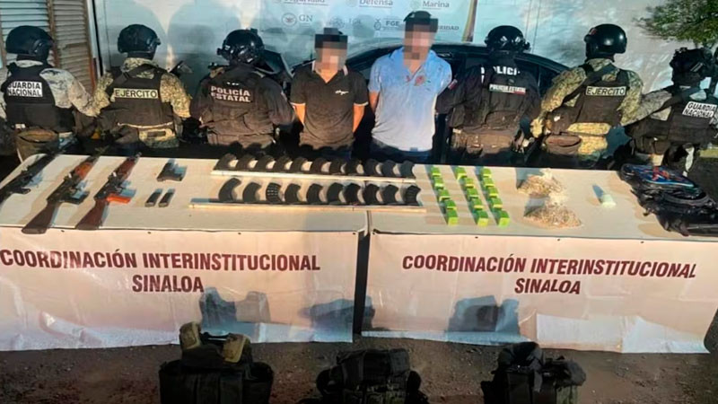 Persecución y enfrentamiento deja tres detenidos en Culiacán; les aseguran armas, municiones y autos robados 