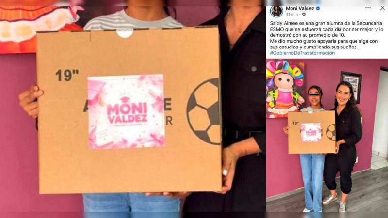 ¿Promoción personalizada con recursos públicos? Alcaldesa de Zacapu, Michoacán, usa oficinas de gobierno para regalar computadora rotulada con su nombre  