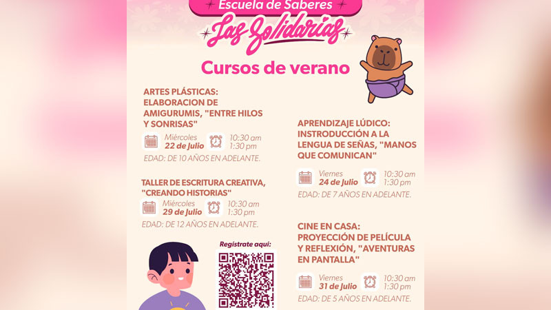 Este verano sé parte de los cursos gratuitos de "Las Solidarias" en Morelia 