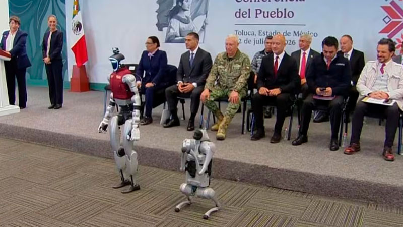 Sheinbaum y Delfina Gómez presentan nuevos "robots policías" para apoyar en el Edomex 