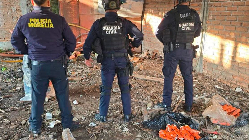 Aseguran explosivos para construcción en Morelia, Michoacán 
