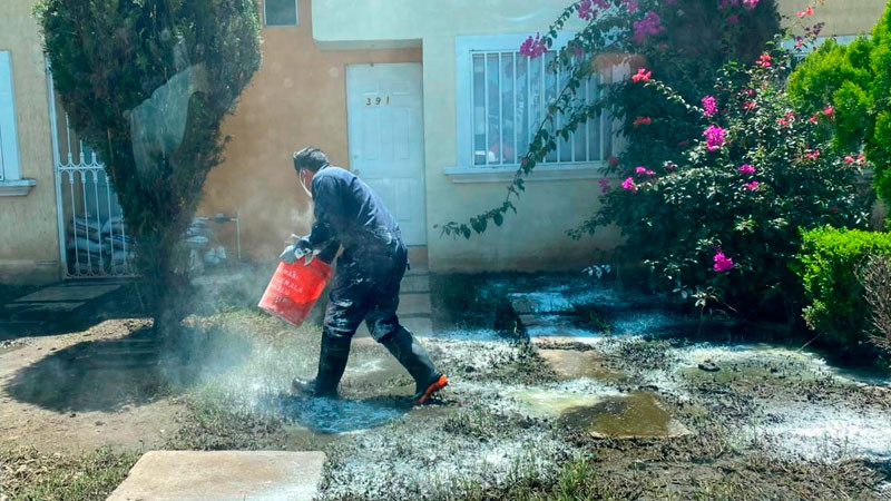 Refuerza Gobierno de Morelia acciones de fumigación en Hacienda Tiníjaro 