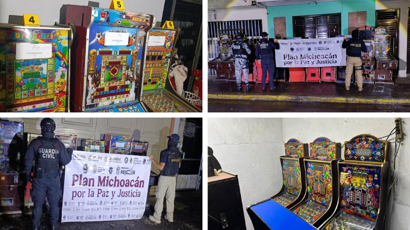 Golpe a casinos clandestinos en Uruapan, Michoacán: aseguran 49 máquinas tragamonedas y detienen a un hombre 
