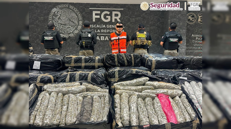 Aseguran más de 1.2 toneladas de estupefaciente ocultas entre huacales de madera en Tabasco; hay un detenido 